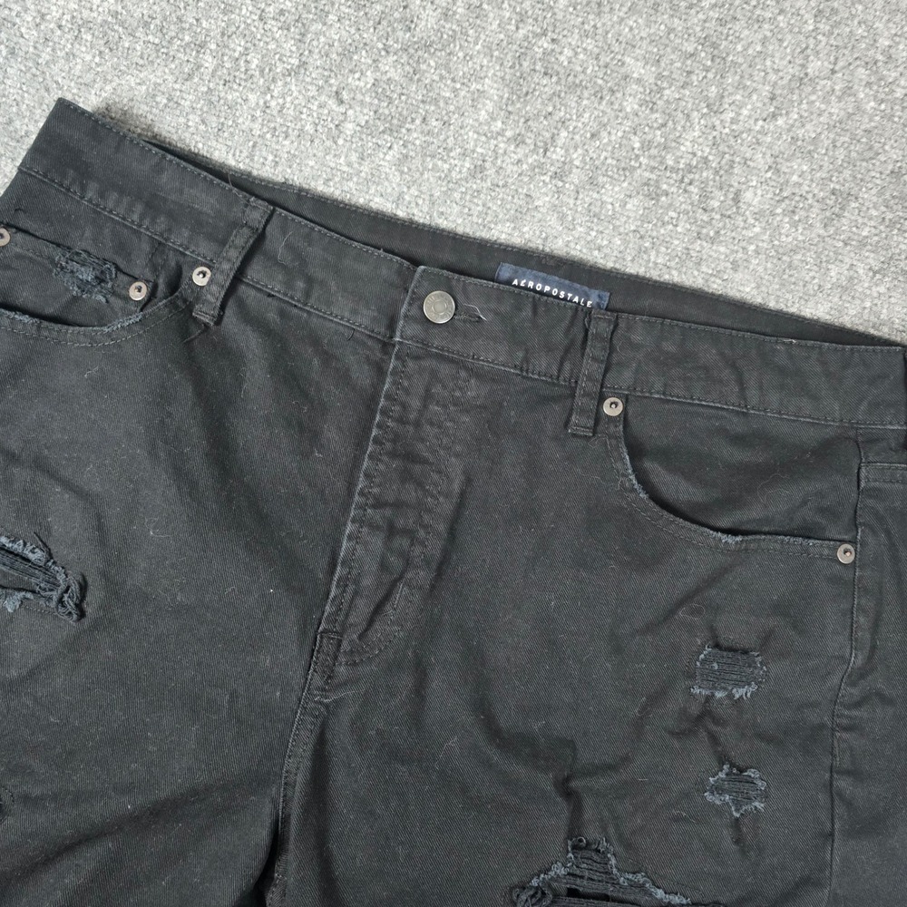 Aeropostale Womens Athletic Cut Off Denim Shorts Black Distressed Size 36‎